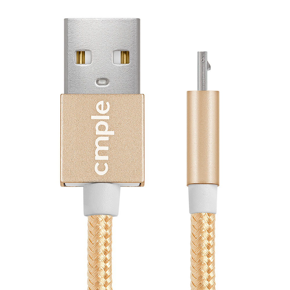 2 in 1 USB 2.0 A Male To Reversible LightningMicro B Male Cable - 3 Feet, Gold